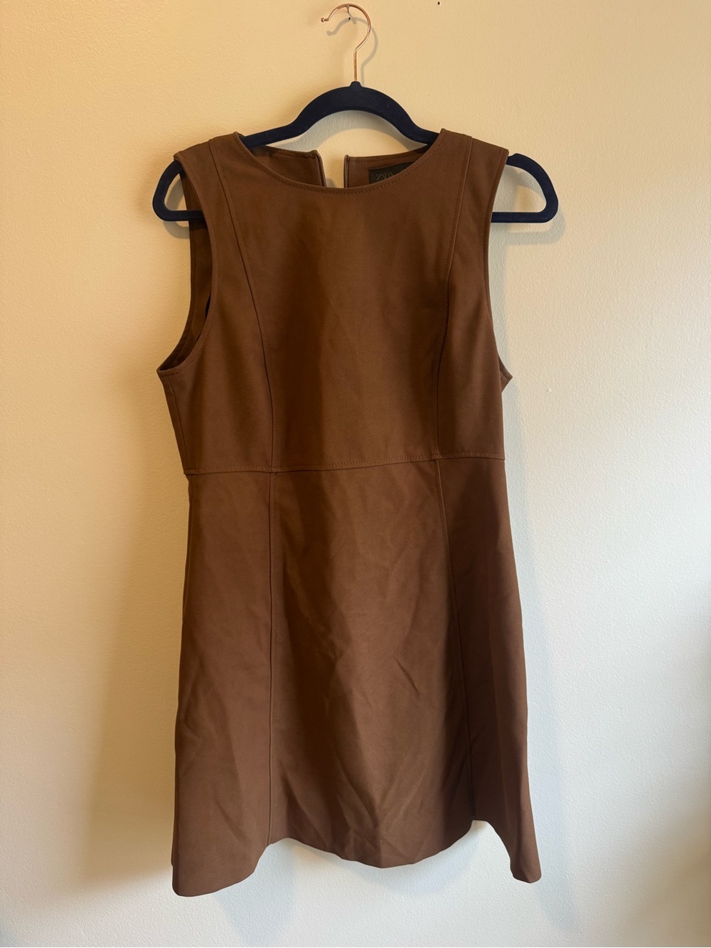 Zara Sleeveless Brown A-Line Dress